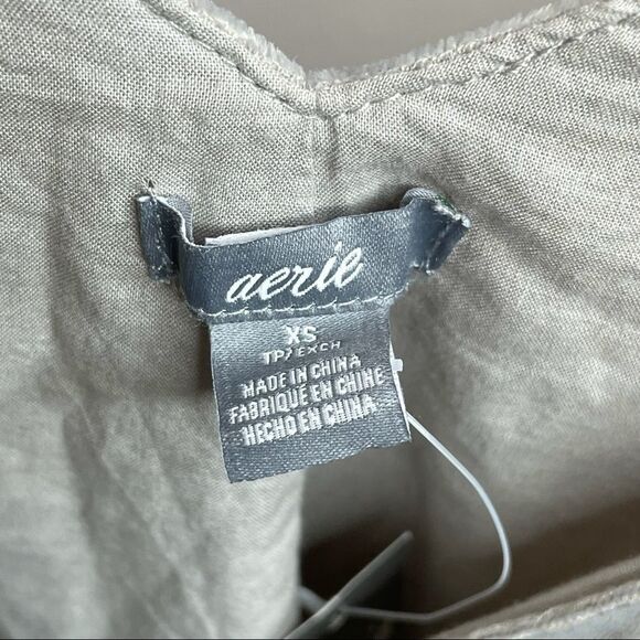aerie velour tank top boxy v-neck ruffle gray NWT - Picture 8 of 10